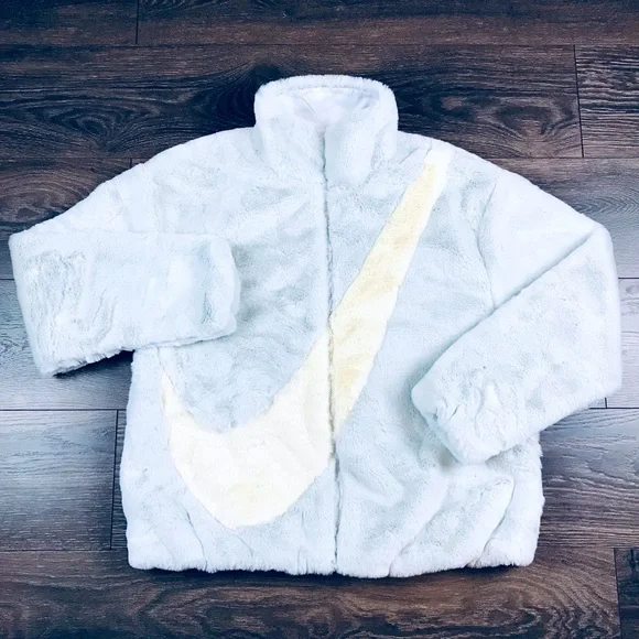 Nike | Jackets & Coats | Nike Womens Faux Fur Big Swoosh